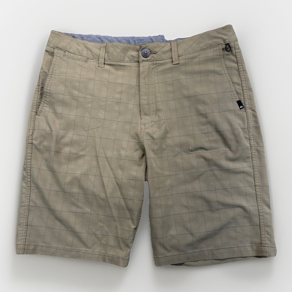 VTG Quiksilver Amphibian Shorts Mens‎ Size 32 Tan Stretch Surf Skate Y2K